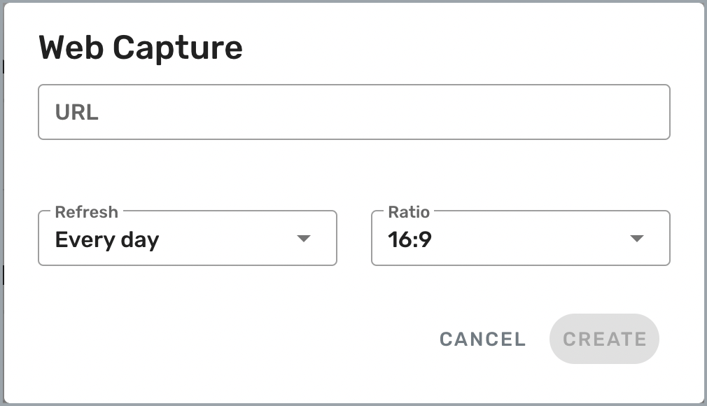 Web Capture settings window