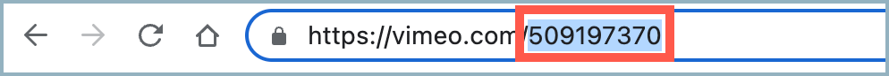 Address bar highlighting Vimeo video ID