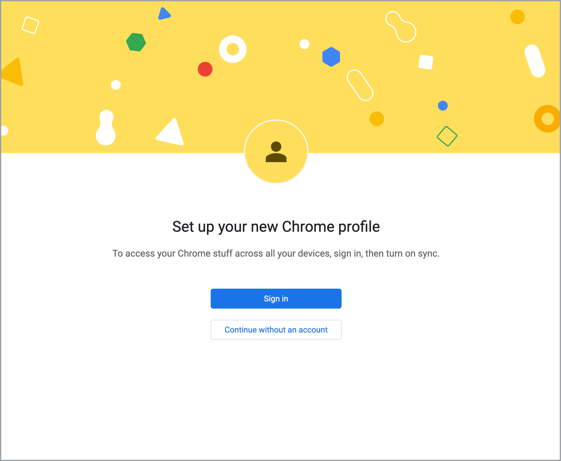 Chrome Profile window
