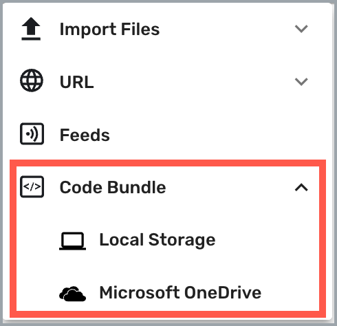 Content drop-down - Code Bundle highlighted