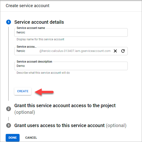 create service account