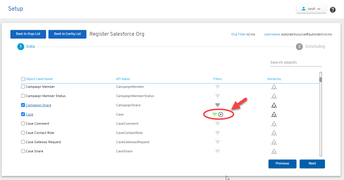 Filters in Salesforce Org