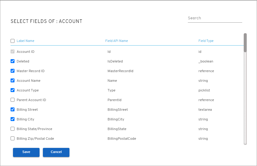 Account object metadata members