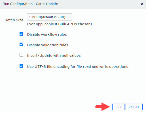 Run configuration - Carlo update