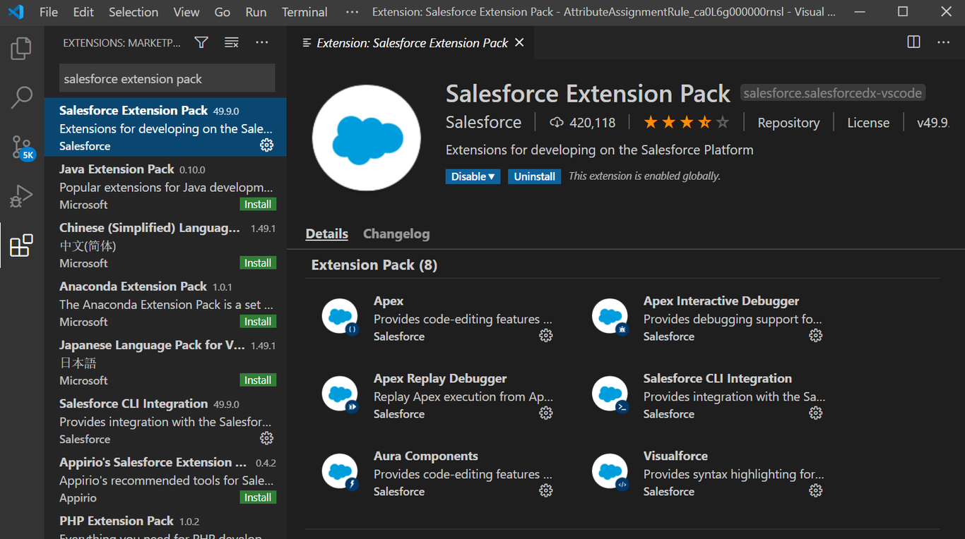Salesforce Extension Pack