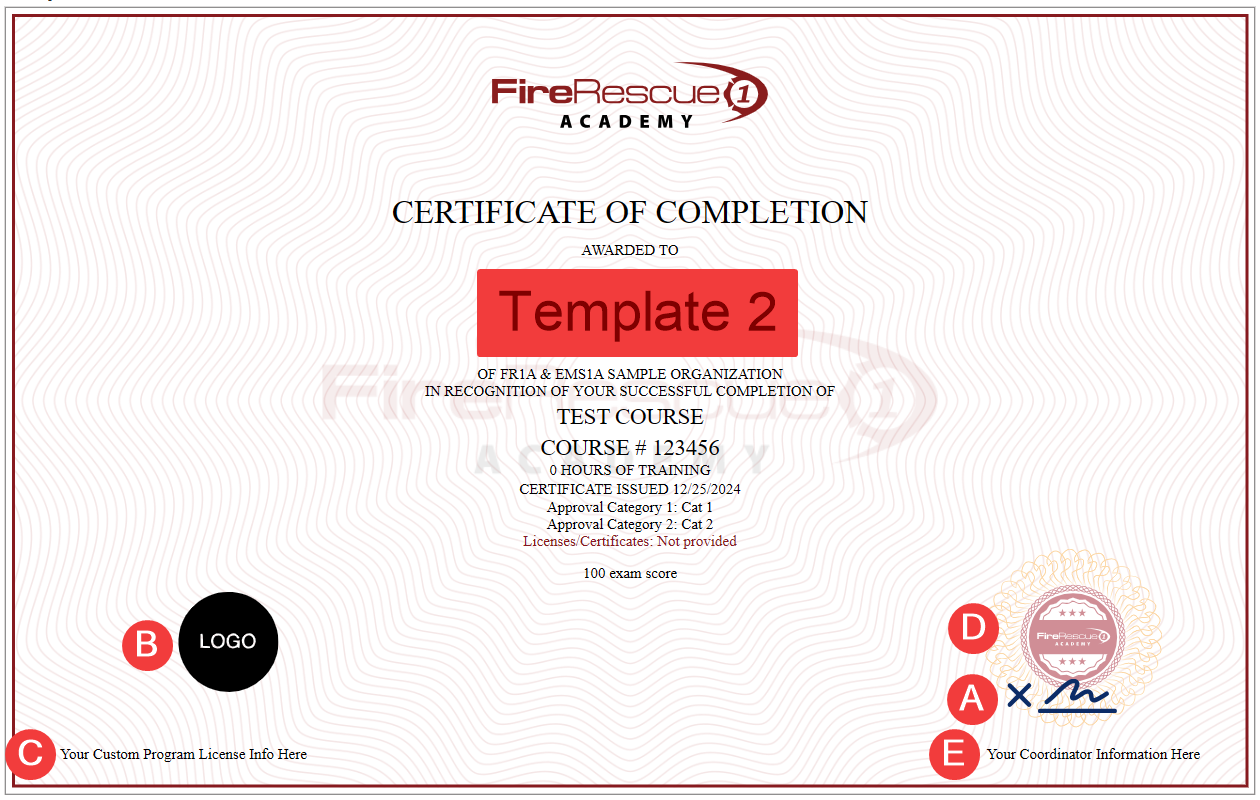 A white certificate with red text and black text  Description automatically generated