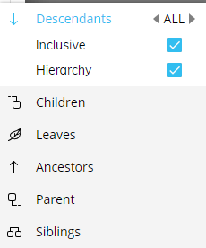 Select menu: descendants option