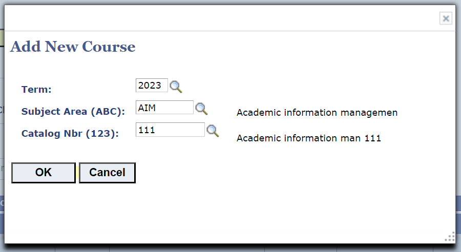 Access to module Add new course popup