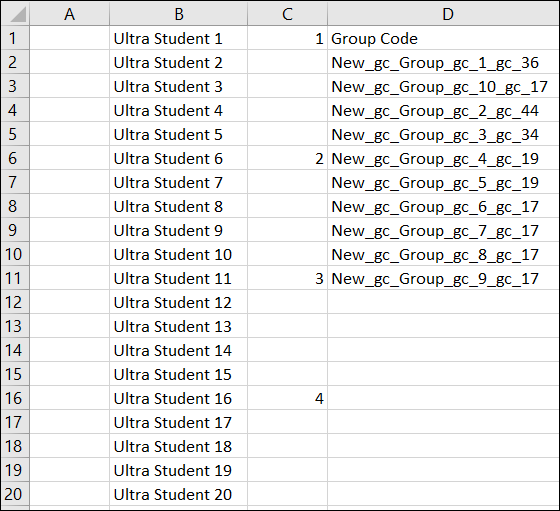 Allocate a large number of students to groups using Excel  3