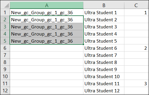 Allocate a large number of students to groups using Excel  6