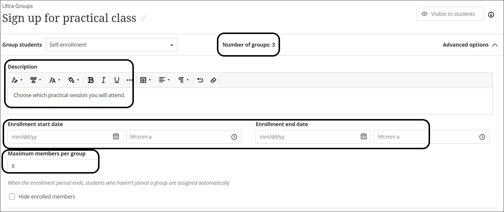 Self enrol groups  3