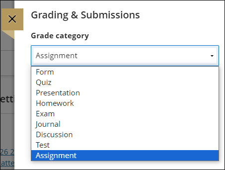 Choose the correct category from the drop down list