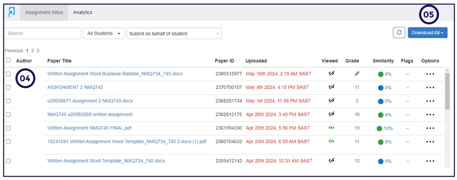 download graded turnitin assignment