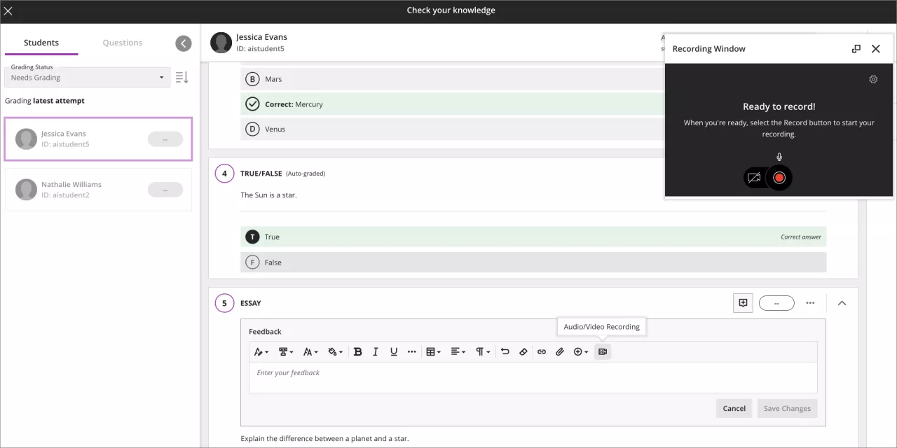 flexible grading audio feedback