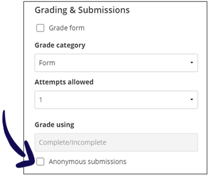 Setting to switch on anonymous submissions