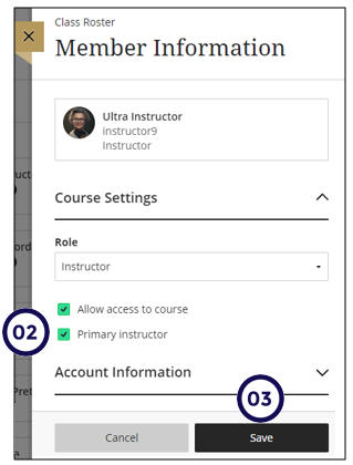 Choose primary instructor