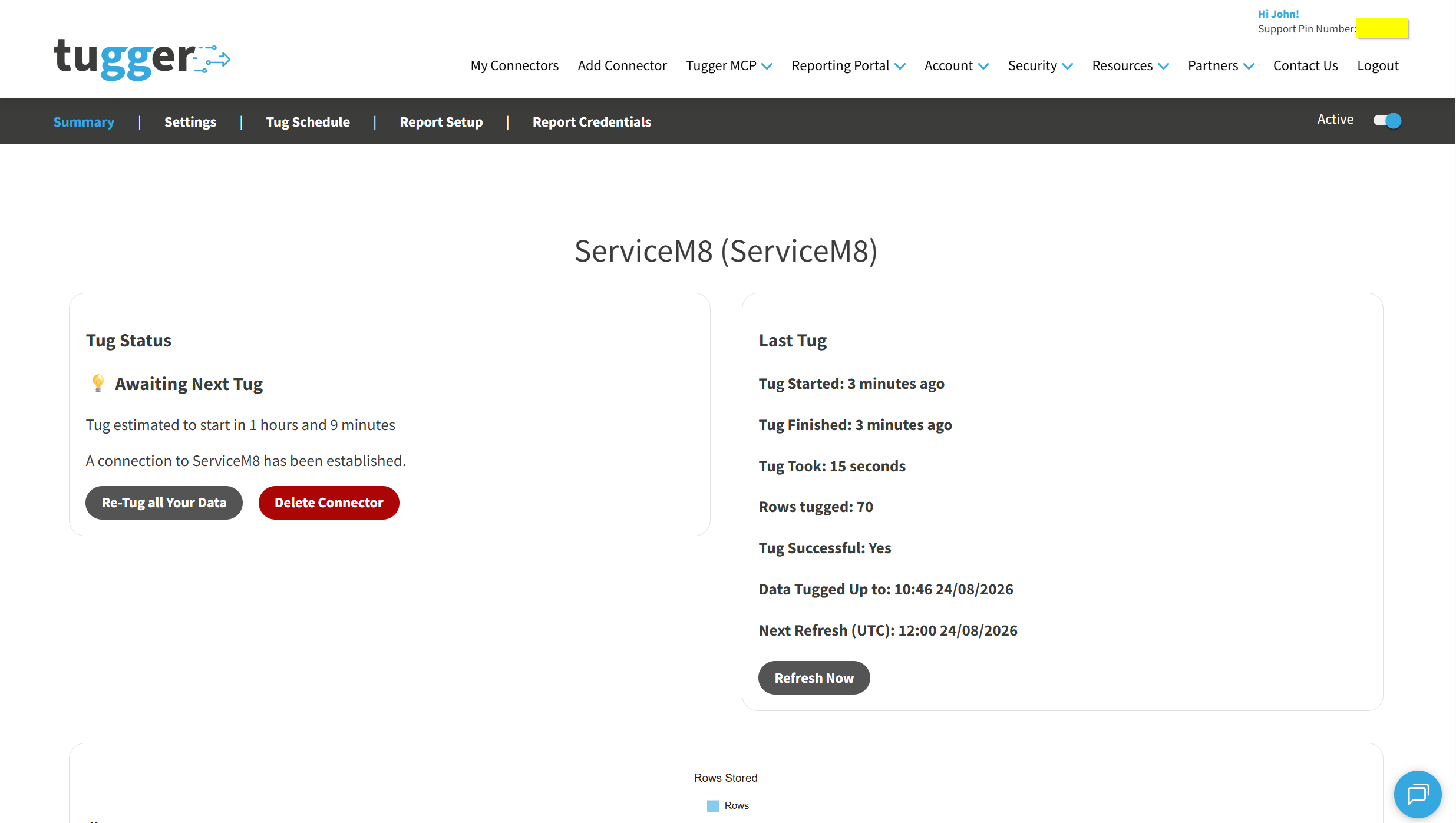 Screenshot: Summary page showing completed sync with data-to date
