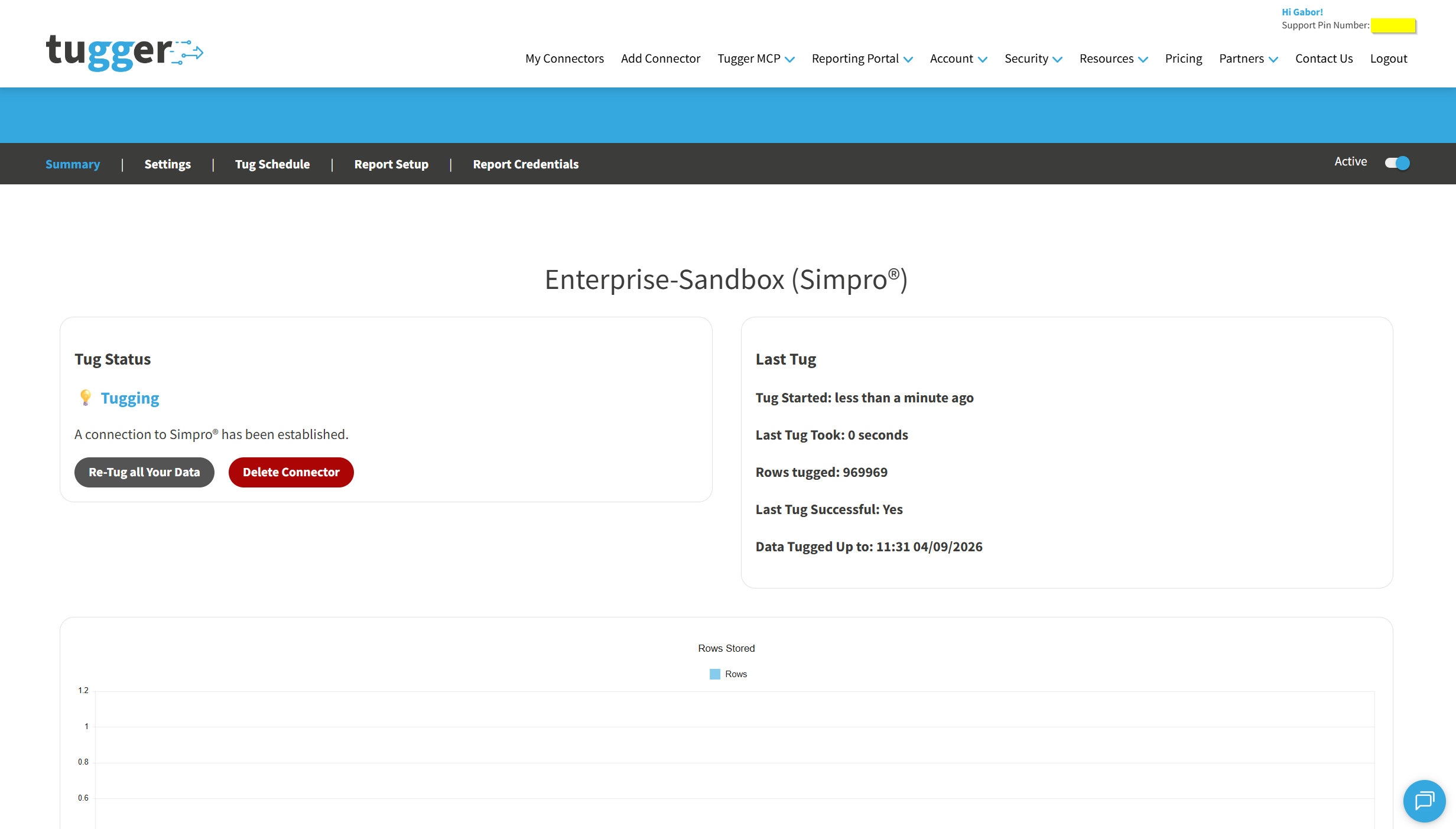 Screenshot: Summary page showing the completed sync with the data-to date