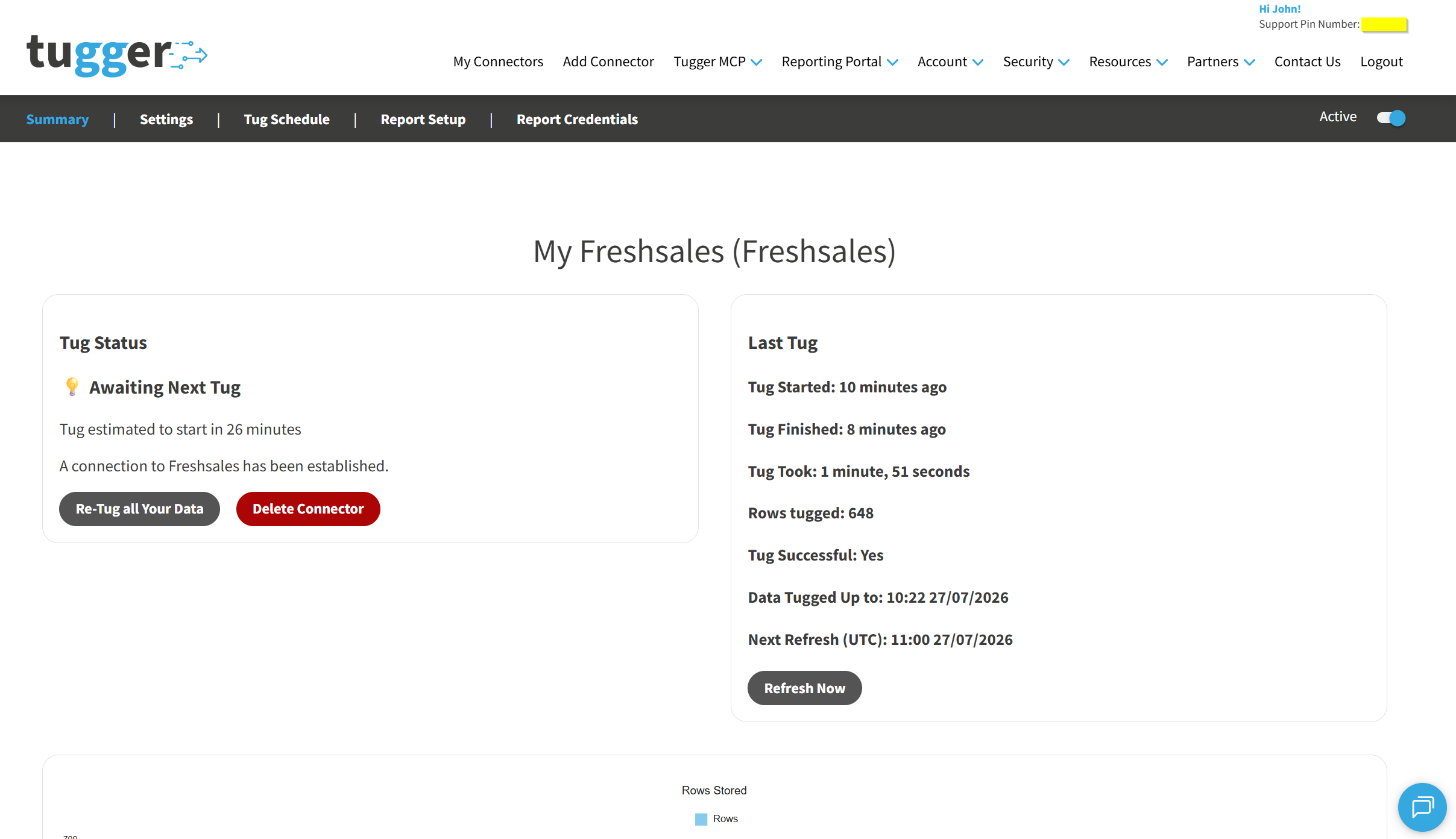 Screenshot: Summary page showing the completed sync with the data-to date
