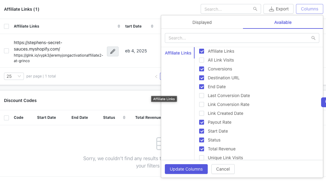 Affiliate links reporting columns.png