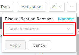 Image highlighting the Disqualification Reasons selection field