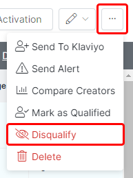 Image highlighting the More Options button, which has three dots, and the Disqualify option from the dropdown menu