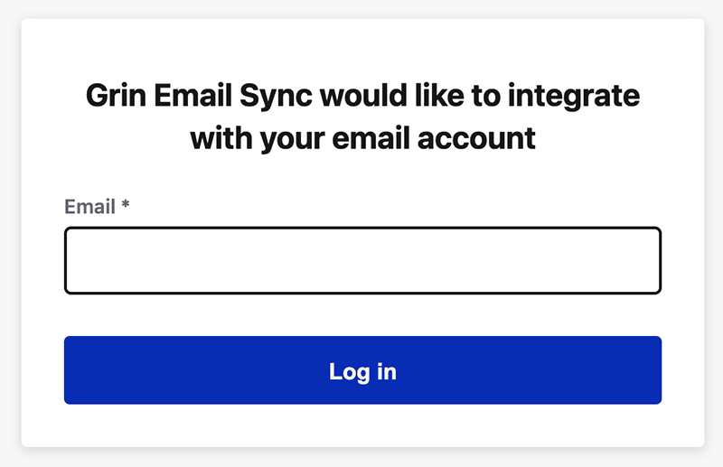 Image of the email login screen