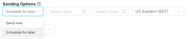 An image of scheduling options available for sending emails.