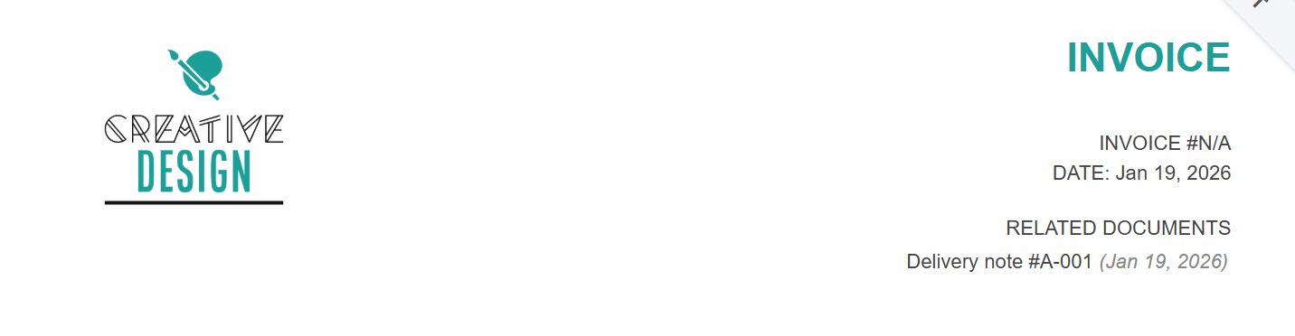 Related delivery note displayed on the printable of the invoice