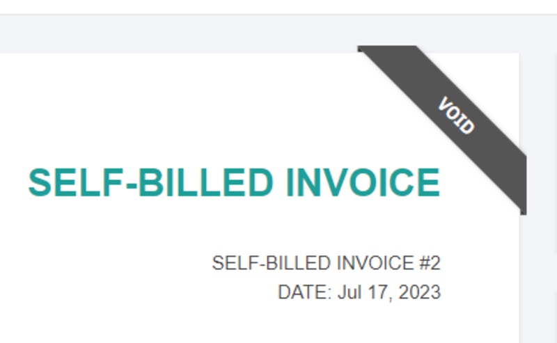Void indication on a self-billed invoice-example