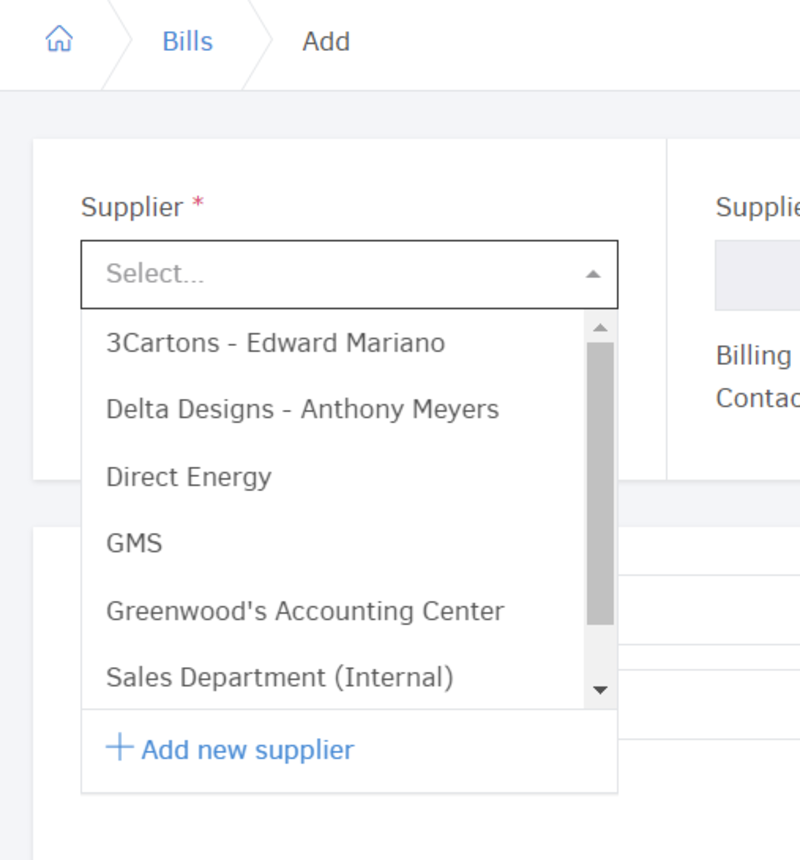 Select supplier on a self-billed invoice
