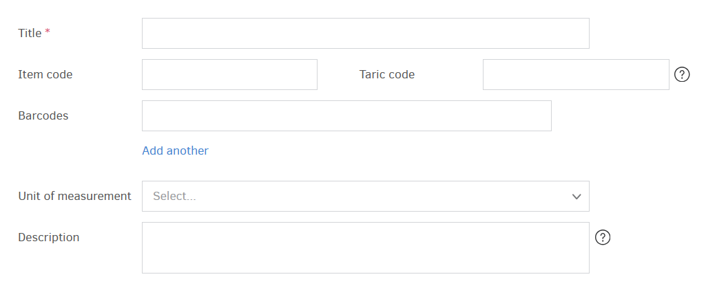 Form to add products / services