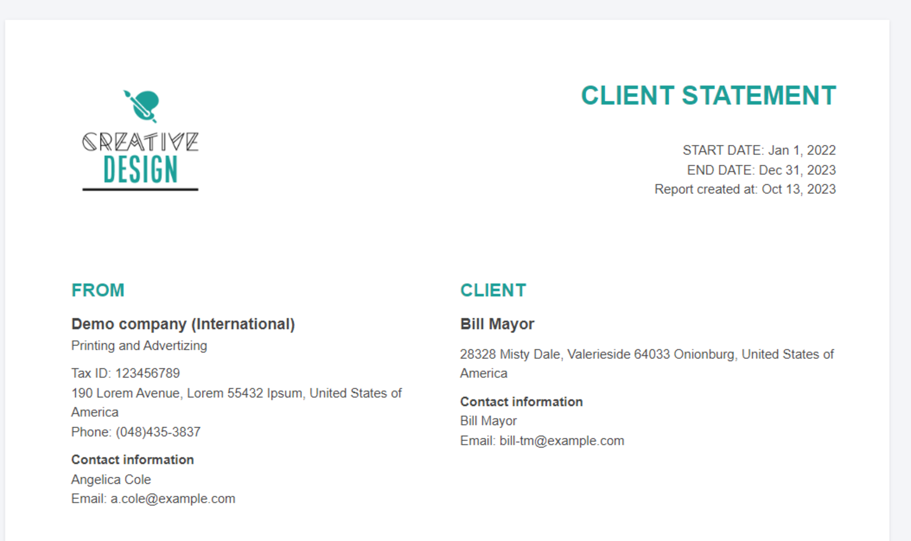 Client / Supplier Statement