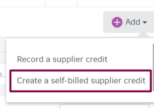 create a self-billed supplier credit-add