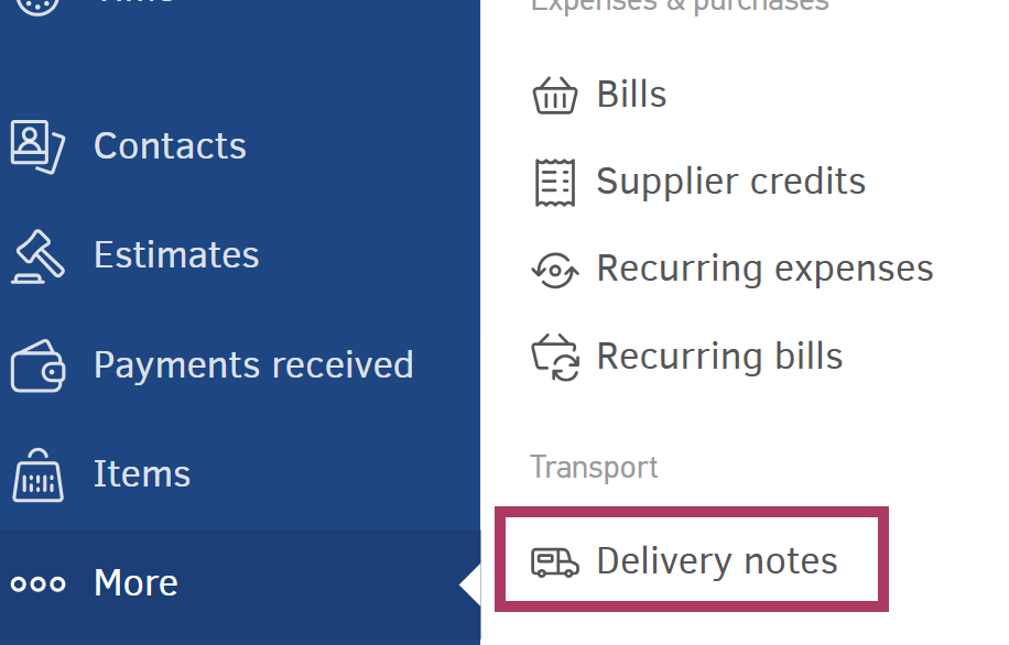 delivery notes-submenu-int