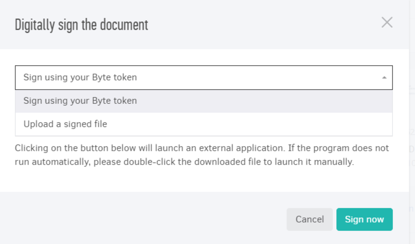 Select the signing method