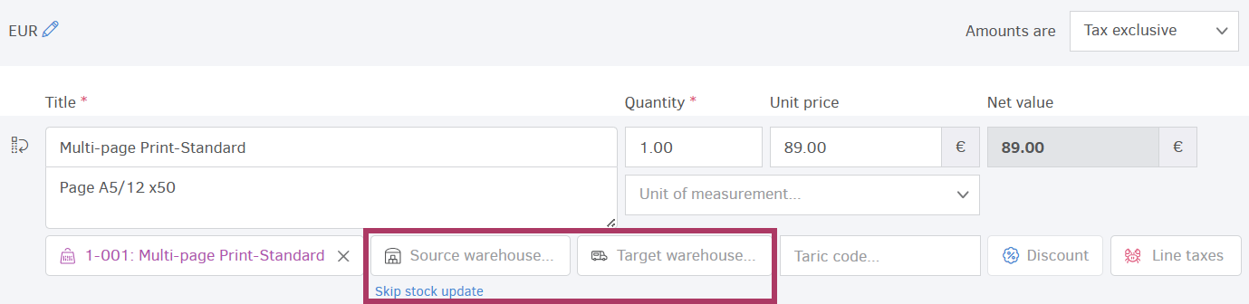 Internal delivery notes