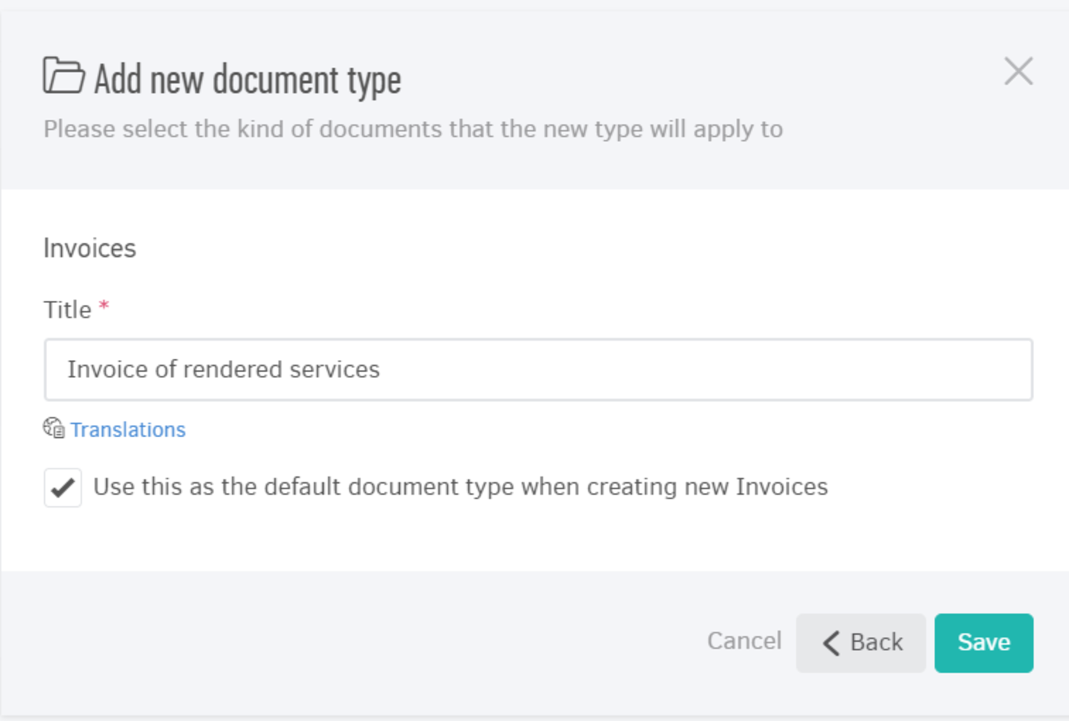 Add new document type - Step 2