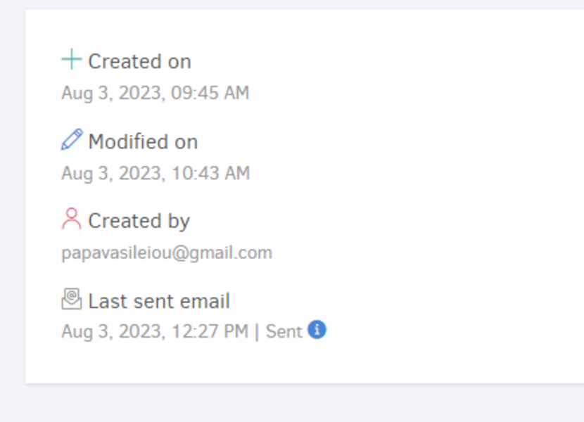 Email history in the Payment received view page