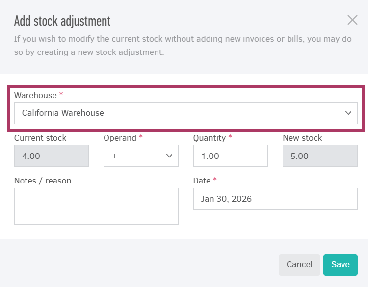 Manual stock adjustment