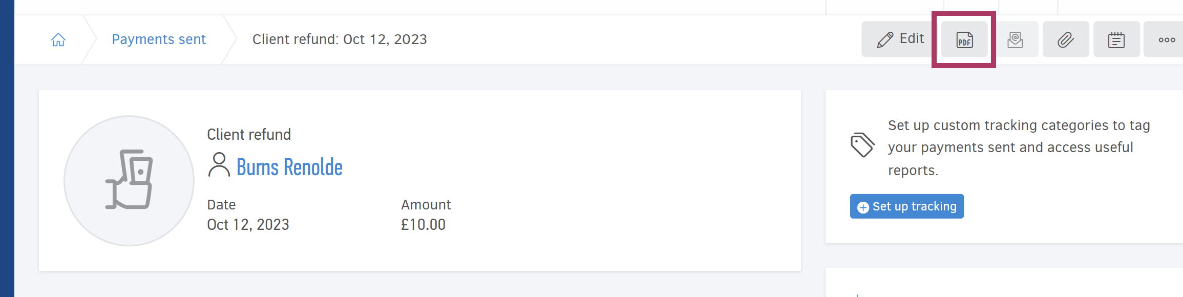 Option to download a refund receipt as a PDF