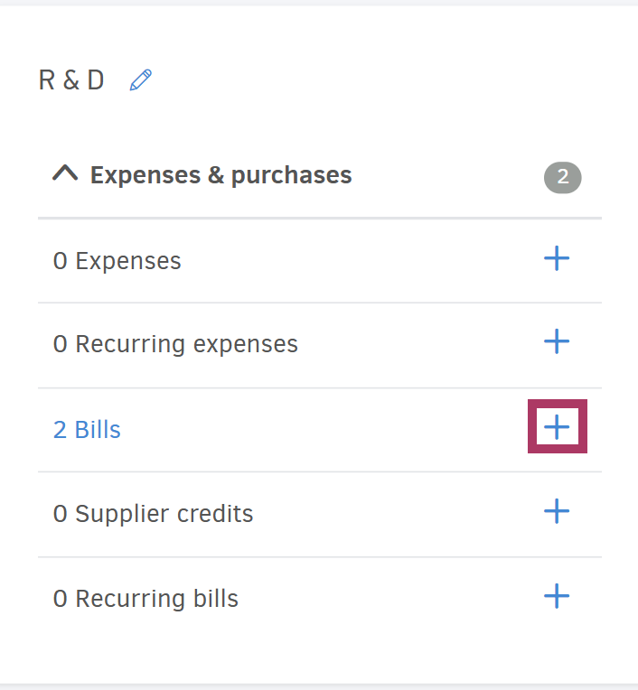 Plus icon in tracking category option