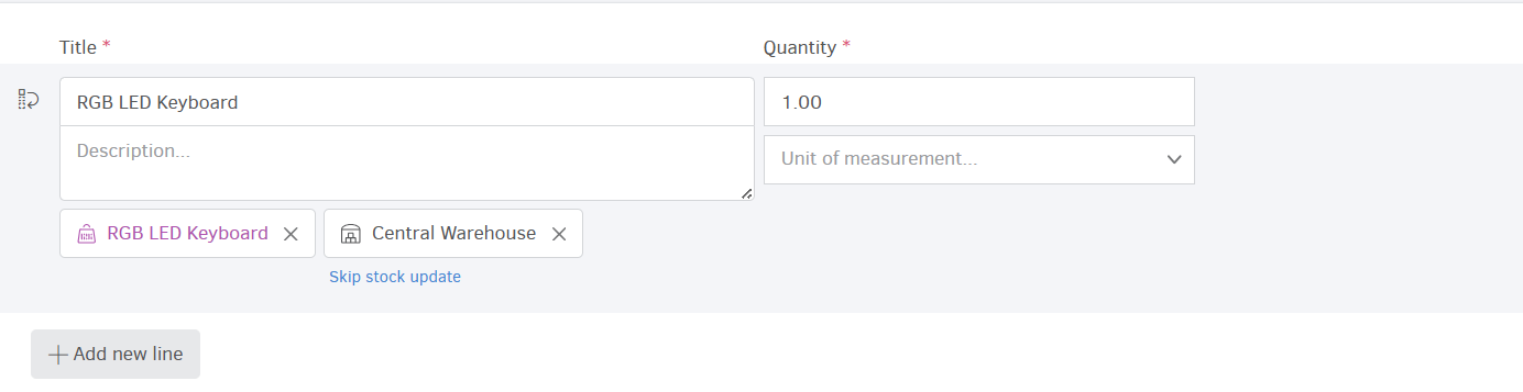 Adding products in goods receipts