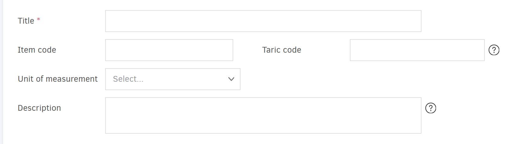 Form to add products / services