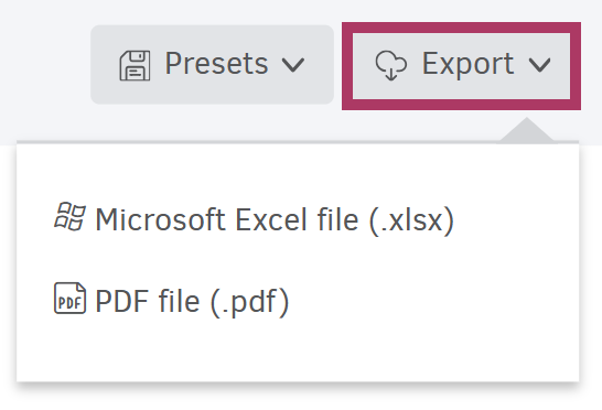 Report export options