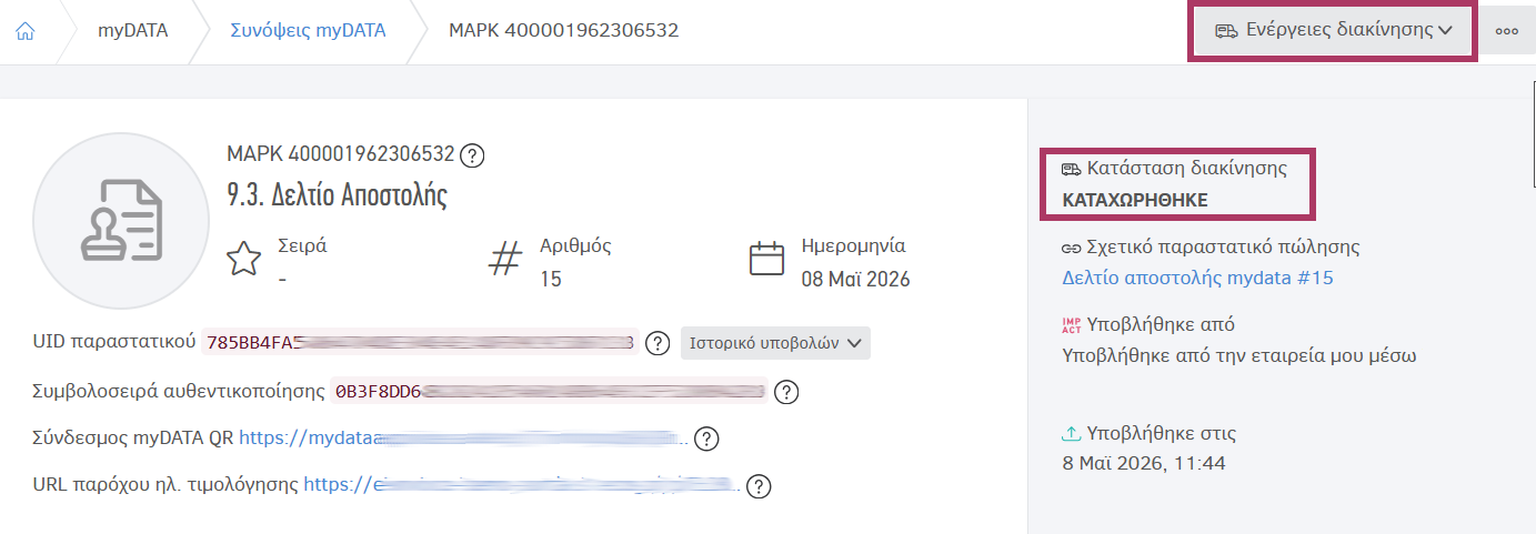 Κατάσταση διακίνησης και ενέργειες