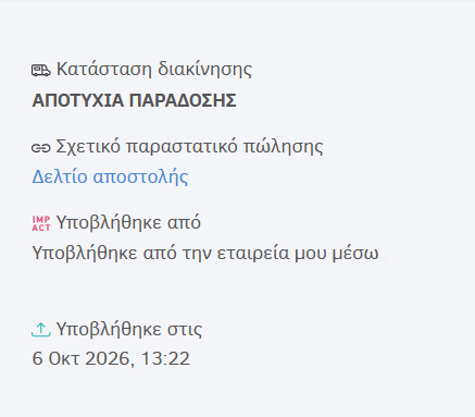 Ένδειξη κατάστασης αποτυχίας παράδοσης