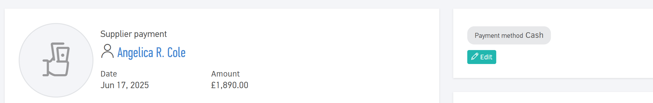 Sidebar section on payment's view page to manage its category