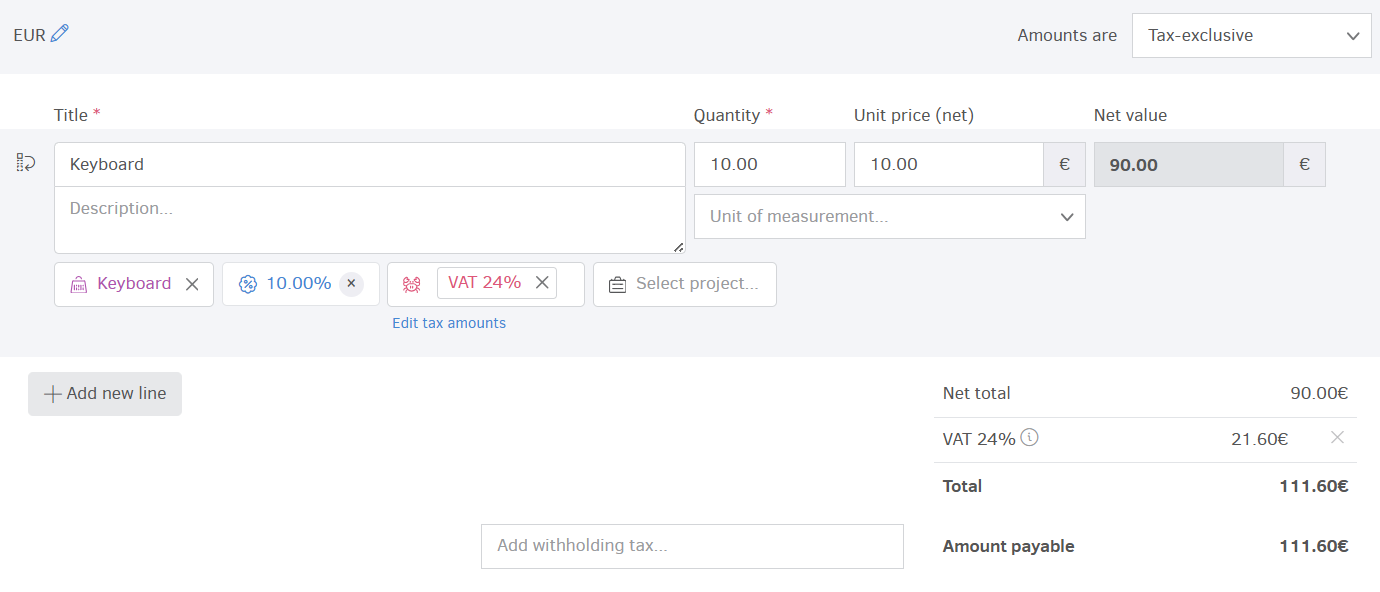 Amounts are tax exclusive with an existing discount