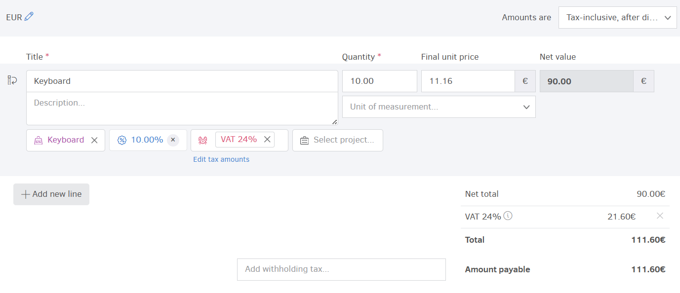 Amounts are tax inclusive after discounts with an active discount